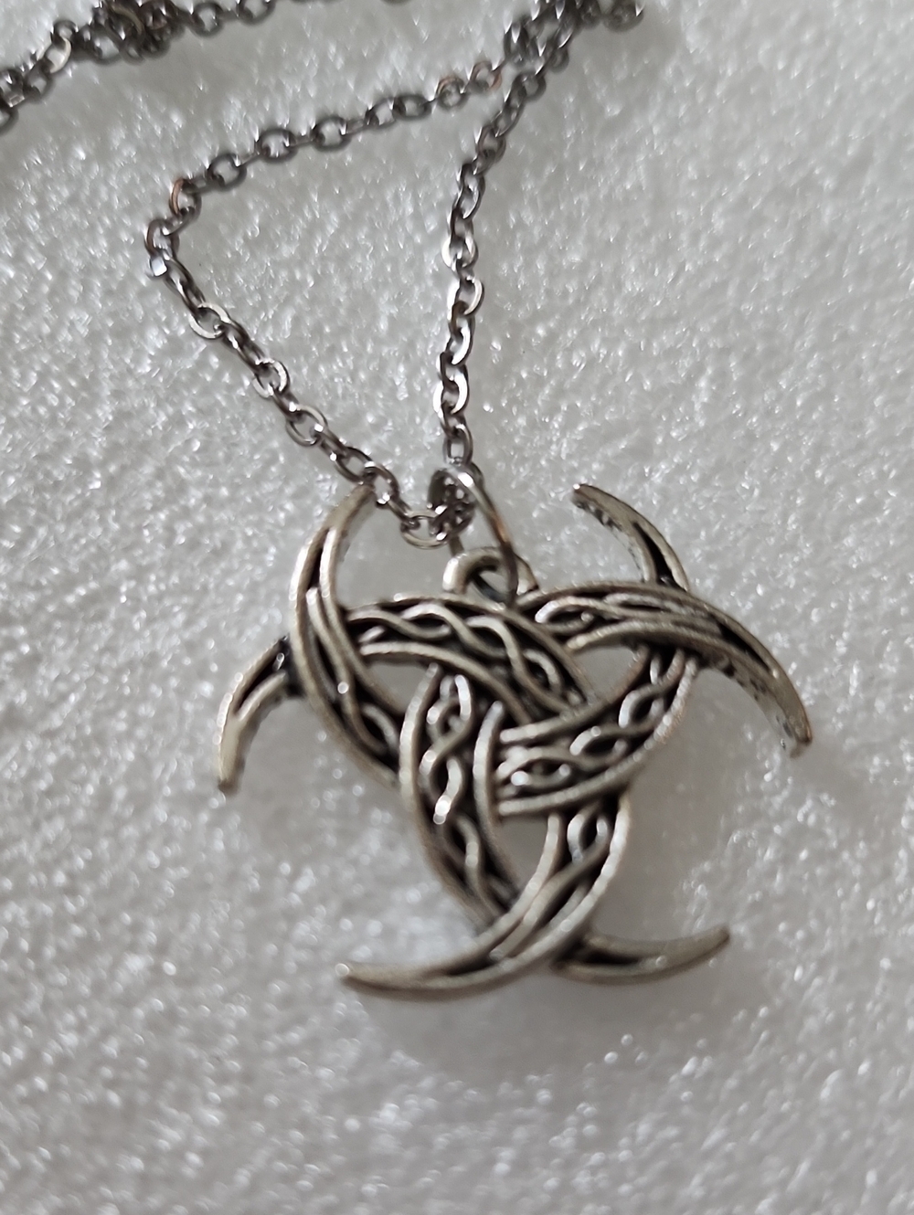 Hand Crafted Silver-Tone Celtic Knot Pendant Necklace